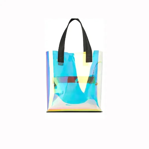 12-Inch PVC Laser Glitter Transparent Tote Bag