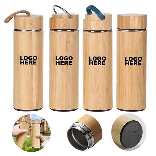 Drinkware Insulated Water Bottle Bamboo Tumbler