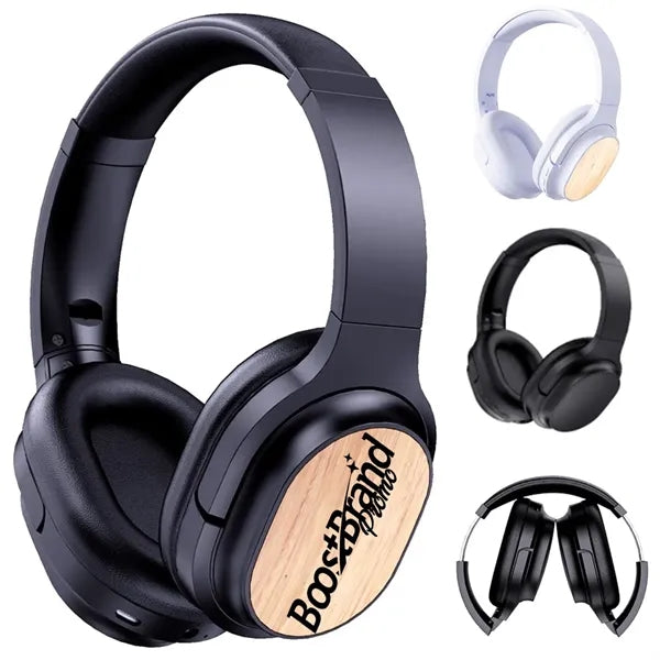 Eco-Friendly Bluetooth 5.1 Headphones with Wood Finish