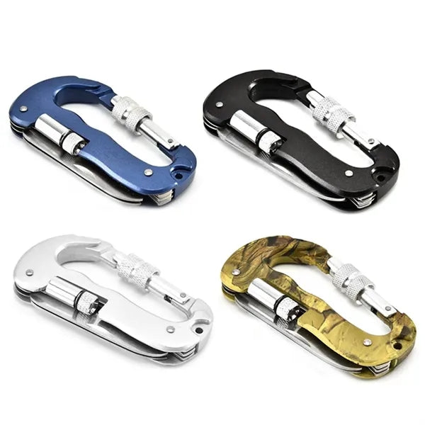 Multi-Tool Carabiner Clip with Knife and LED Light