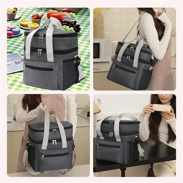 Double Multifunctional Insulated Cooler Lunch Bag