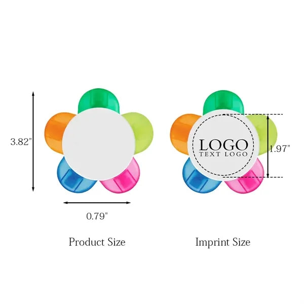 Flower 5 Colors Highlighter Bevel Marker