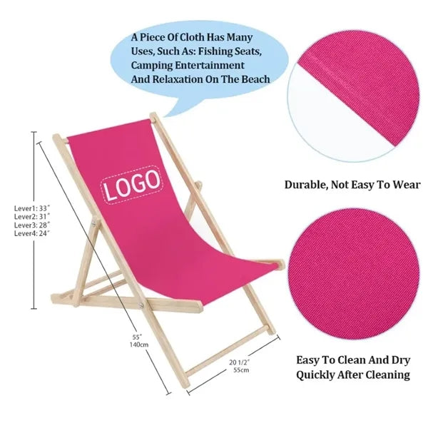 55" Custom Wooden Beach Lounger Chair w/Large Imprint Area