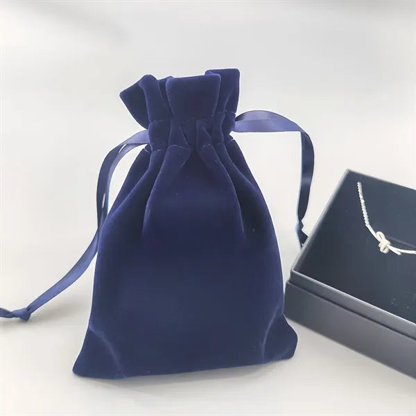 Elegant Gray Velvet Drawstring Pouch for Jewelry & Cosmetics