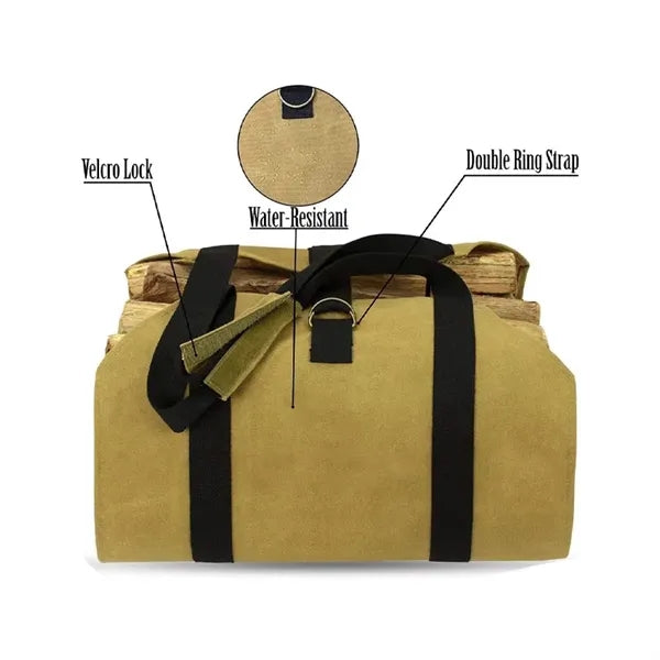 Outdoor firewood tote bag