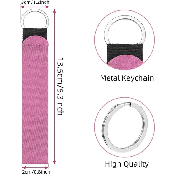 Neoprene Wristlet Lanyard with Key Ring and Keychain Strap