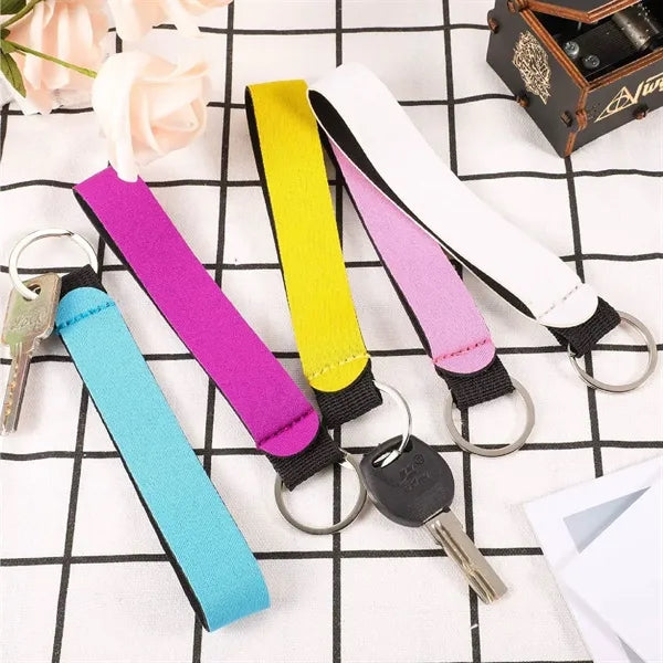 Neoprene Wristlet Lanyard with Key Ring and Keychain Strap