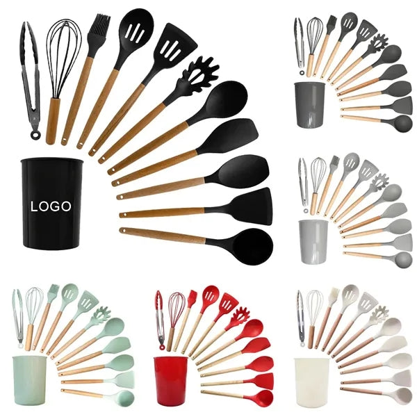 Kitchen Tools-12pcs Silicone & Wood Set