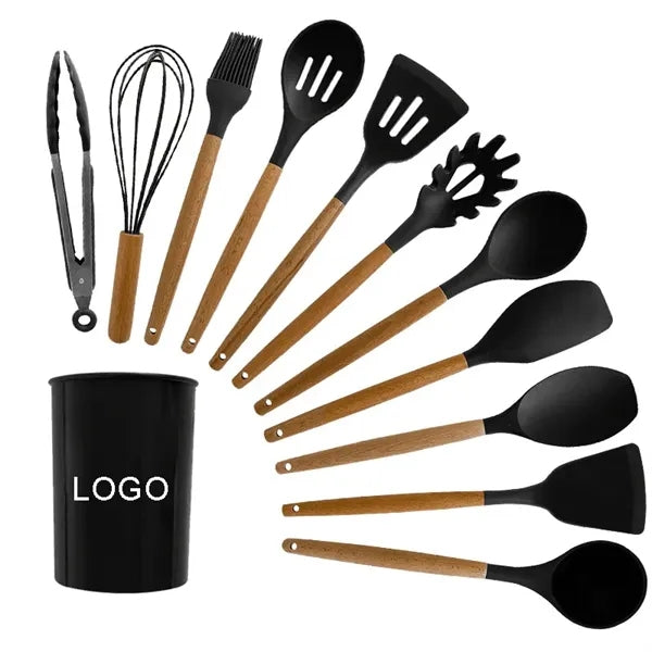 Kitchen Tools-12pcs Silicone & Wood Set