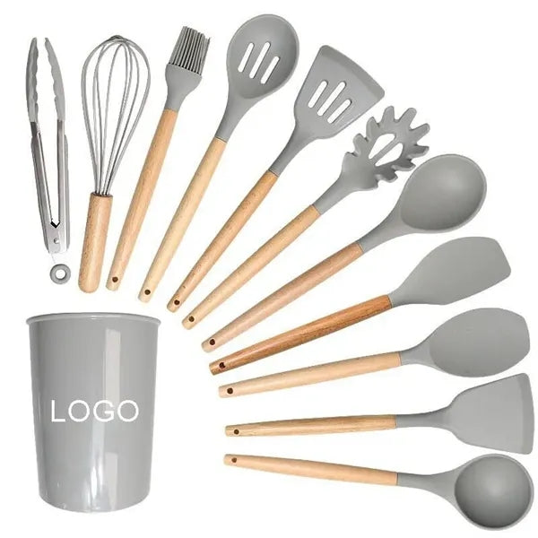 Kitchen Tools-12pcs Silicone & Wood Set