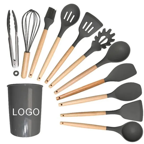 Kitchen Tools-12pcs Silicone & Wood Set