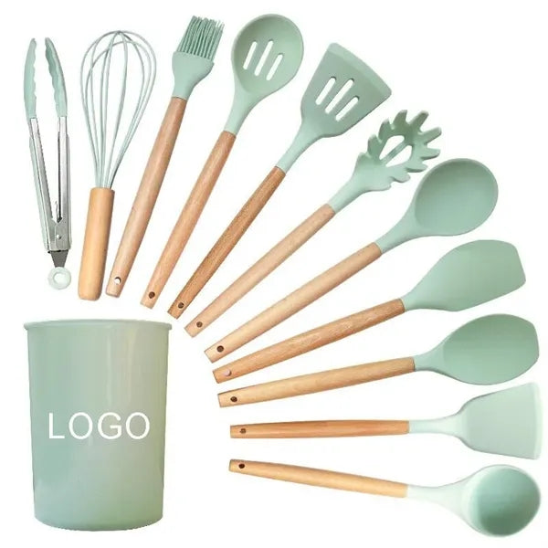 Kitchen Tools-12pcs Silicone & Wood Set