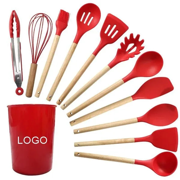 Kitchen Tools-12pcs Silicone & Wood Set