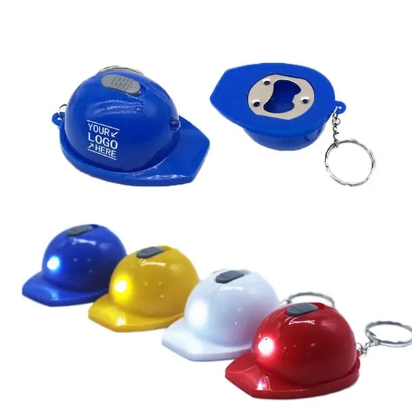 Mini Safety Helmet Shaped LED Keychain Bottle Opener