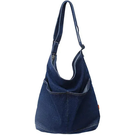 Denim Shoulder Tote Canvas Crossbody Bag 15" x 13"