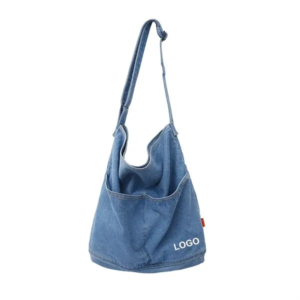 Denim Shoulder Tote Canvas Crossbody Bag 15" x 13"