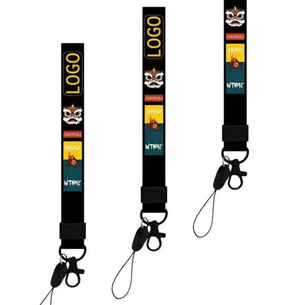 7" Custom Full Color Polyester Lanyard Strap w/Lobster Clasp