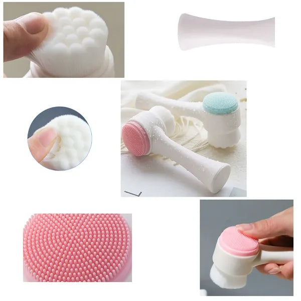 Double Soft Hair Silicone Massage Face Wash Brush