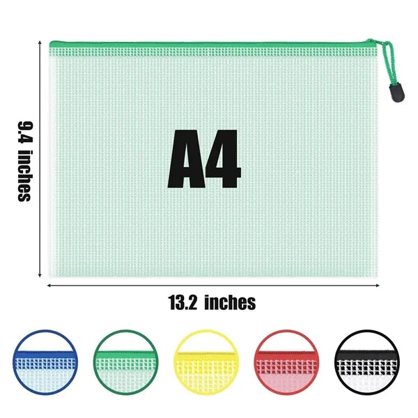 A4 Grid Zipper File Bags