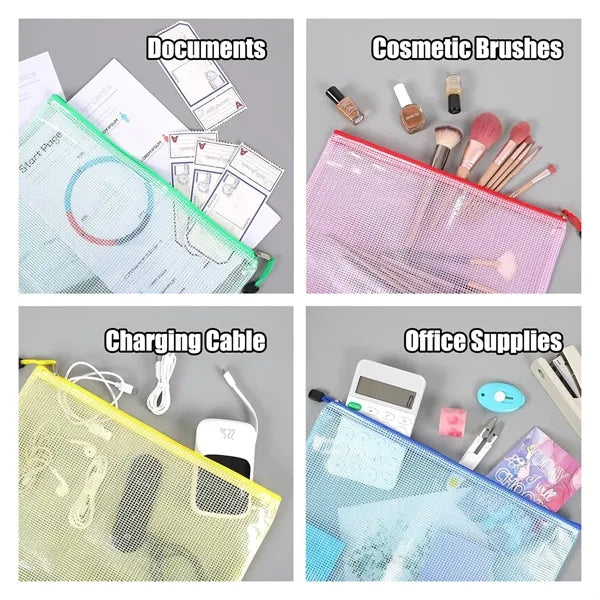 A4 Grid Zipper File Bags