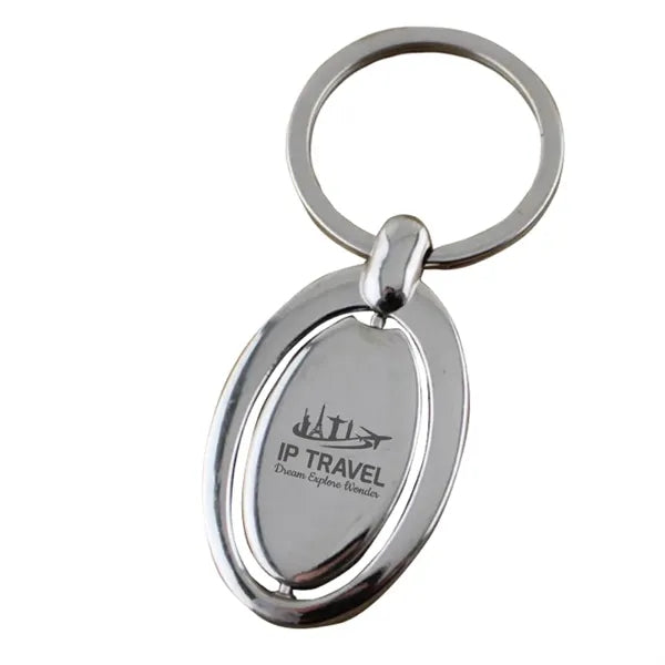 Spinning Oval Metal Keychain