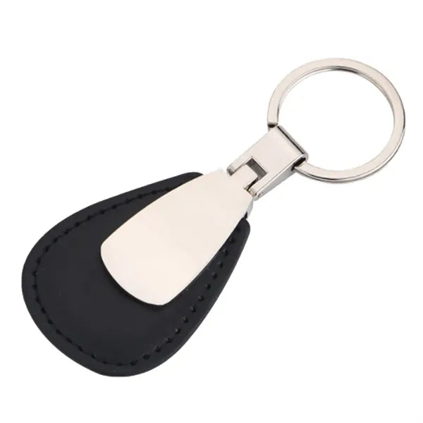 Teardrop Leather & Metal Keychain