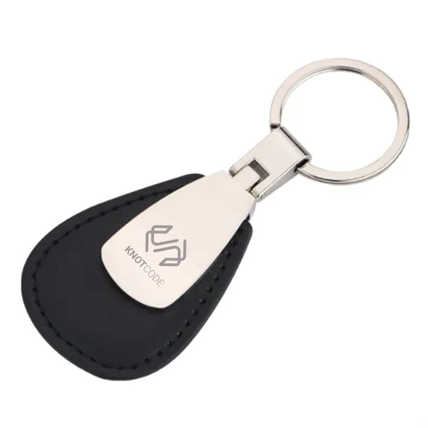 Teardrop Leather & Metal Keychain