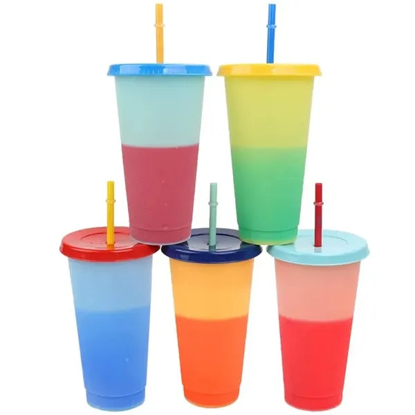 24oz Color Changing Tumbler with Lids and Straws