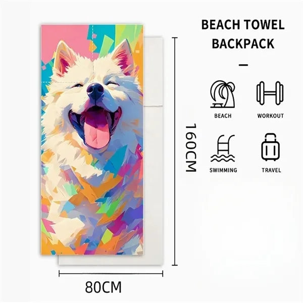 Two-in-one Foldable Beach Towel Integrated Bag for Storage