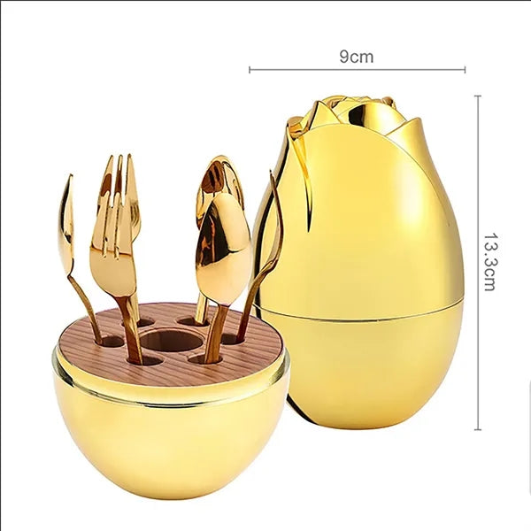 Luxury Stainless Steel Fancy Egg Shaped Silverware Plated