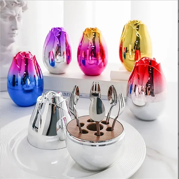 Luxury Stainless Steel Fancy Egg Shaped Silverware Plated