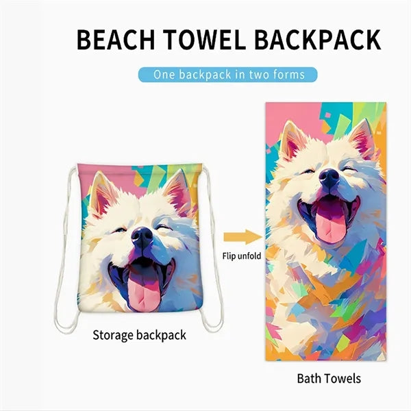 Two-in-one Foldable Beach Towel Integrated Bag for Storage