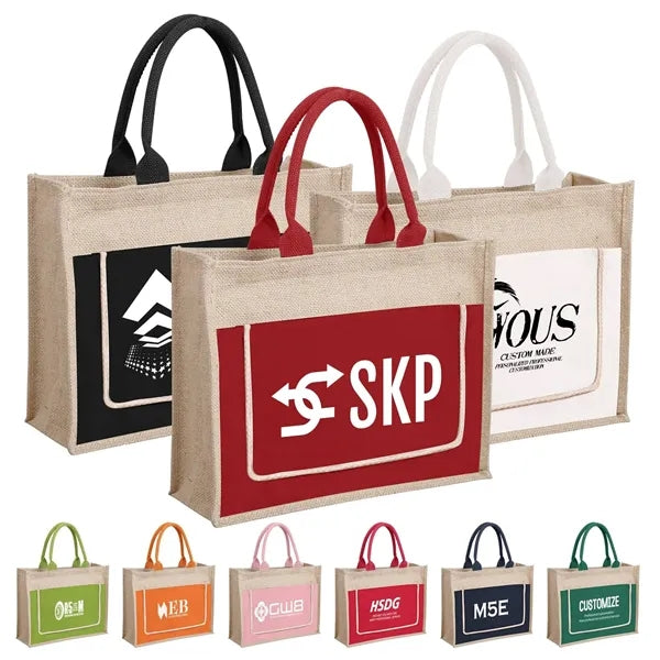 Jute Tote Bag ( 7.87 ''Lx 6 ''W x 12.6 ''H )