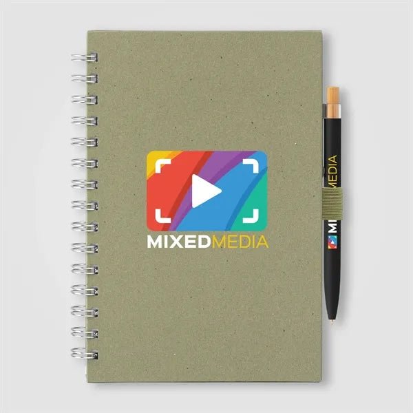 Terra Recycled Cover Spiral A5 Notebook & Reborn Pen Set