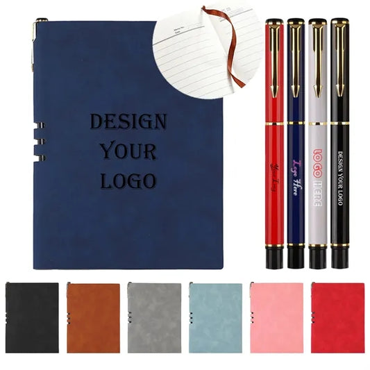 A5 Size Faux Leather Notebook With Metal Pen
