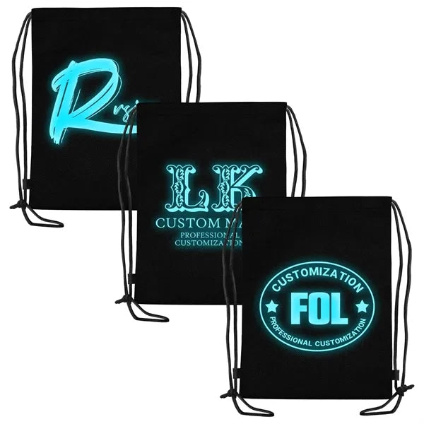 Non Woven Drawstring Bag with Glow In Dark Ink