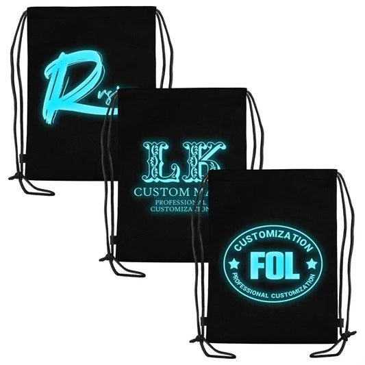 Non Woven Drawstring Bag with Glow In Dark Ink