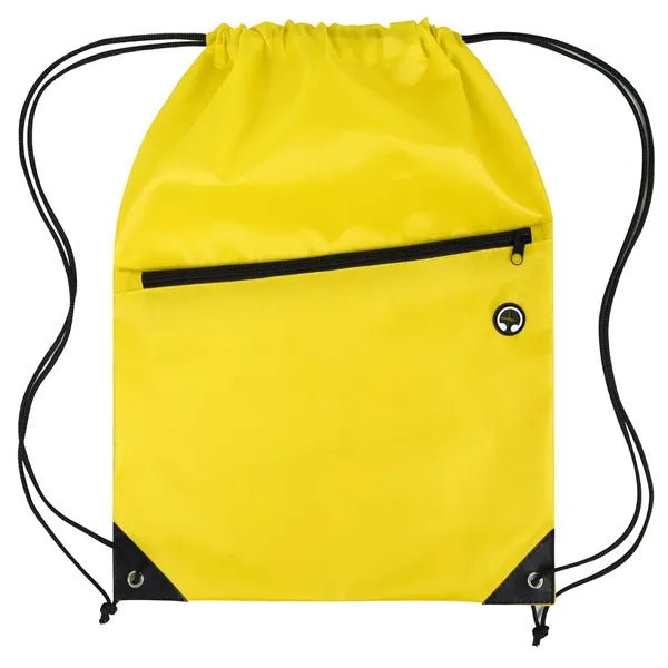 Polyester Drawstring Backpack with Front Zippered Pocket