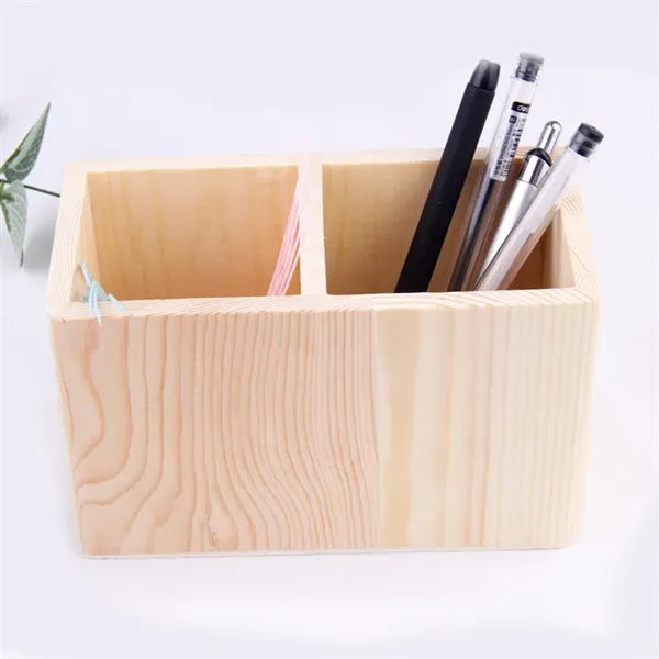 Dual-Compartment Pine Wood Marker Organizer with Custom Logo