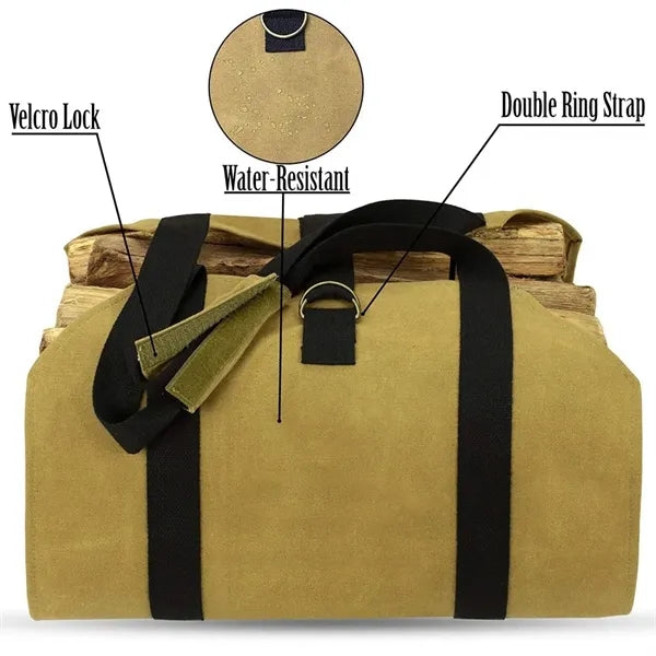 Portable Outdoor Wood Srorage Bag Waterproof Firewood Tote
