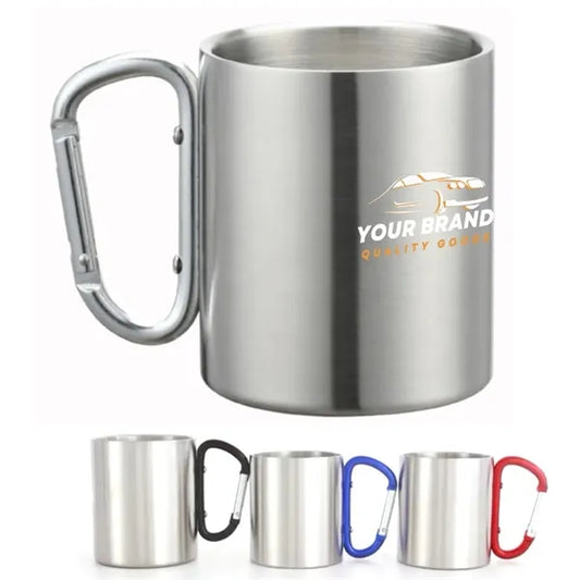 10oz Stainless Steel Camping Cup With Carabiner