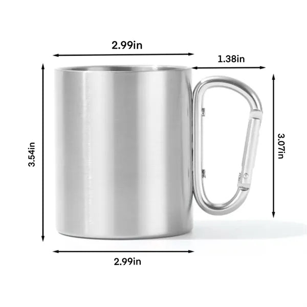 10oz Stainless Steel Camping Cup With Carabiner
