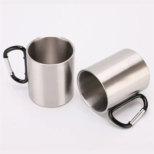 10oz Stainless Steel Camping Cup With Carabiner