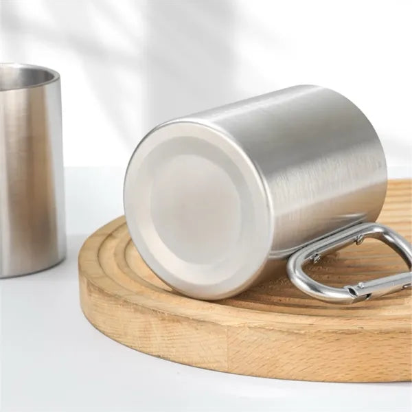 10oz Stainless Steel Camping Cup With Carabiner