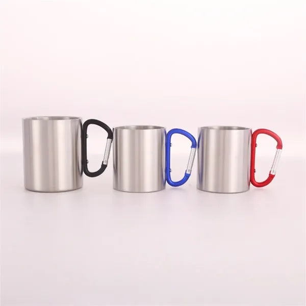 10oz Stainless Steel Camping Cup With Carabiner