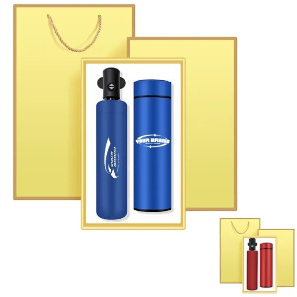 Blue Gift Set Umbrella And Thermos Cup