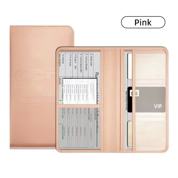 Leather Car Registration And Insurance Holder