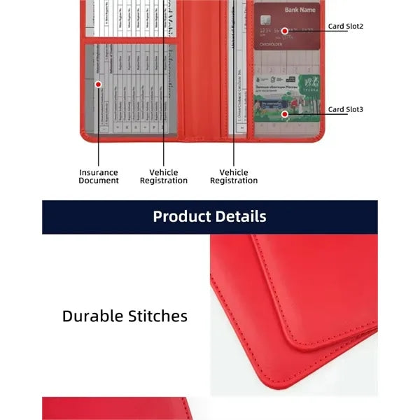 Leather Car Registration And Insurance Holder