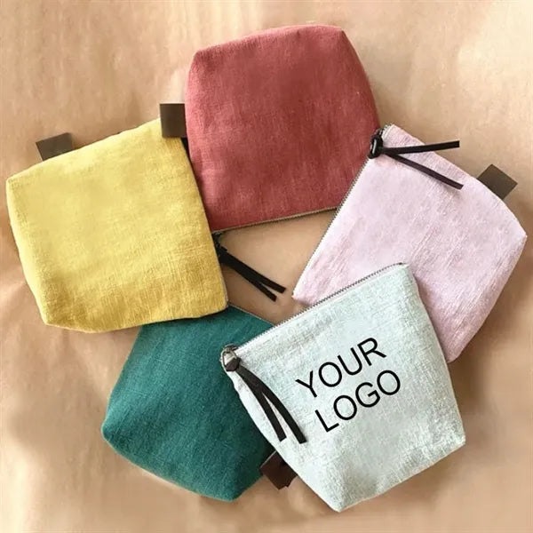Large Size Zipper Canvas Cosmetic Pouch