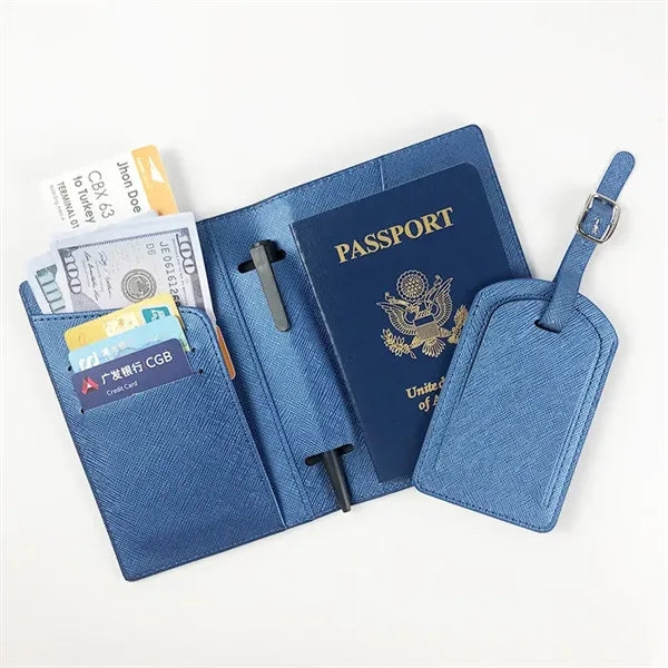 PU Passport Holder And Luggage Tag Set